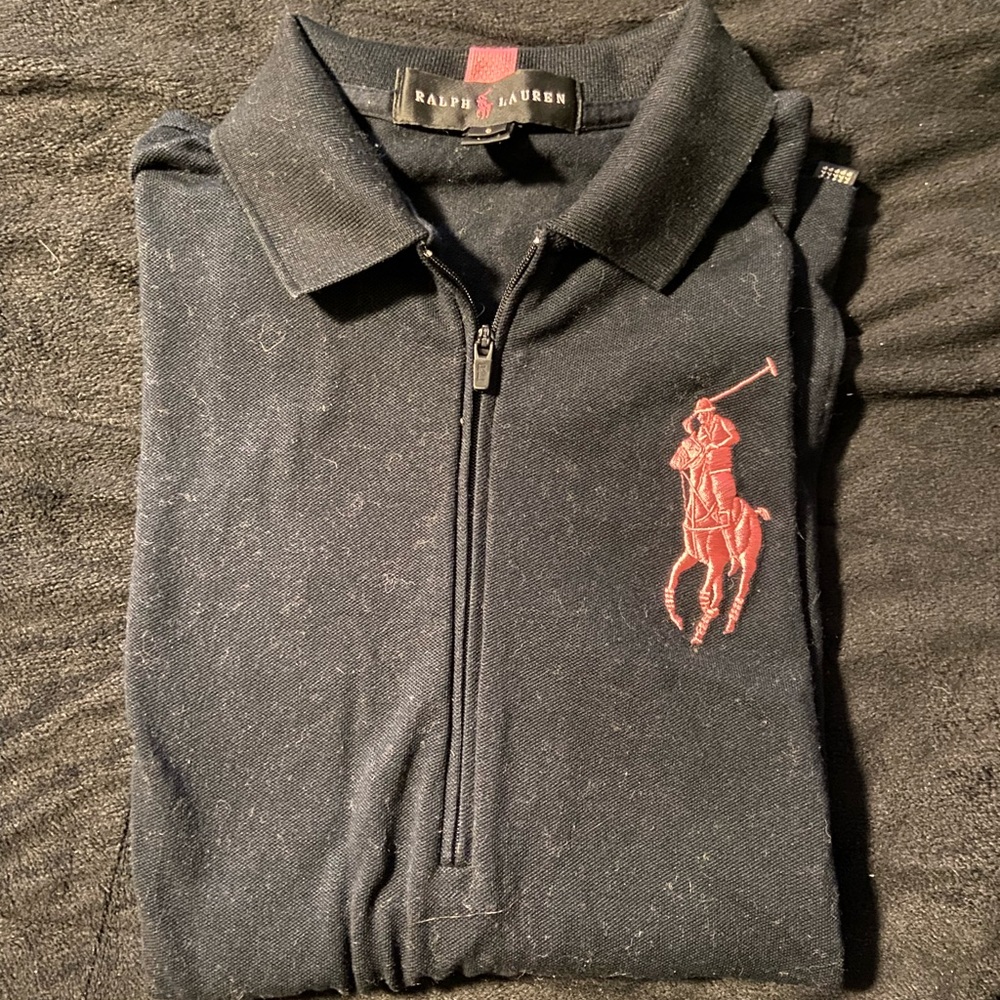 Pink Pony Ralph Lauren Half Zip Long Sleeve Collared Shirt